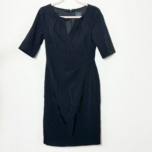 Adrianna Papell Black Pleated Waist Shift Dress Size 3/4 Sleeve Stretch size 4